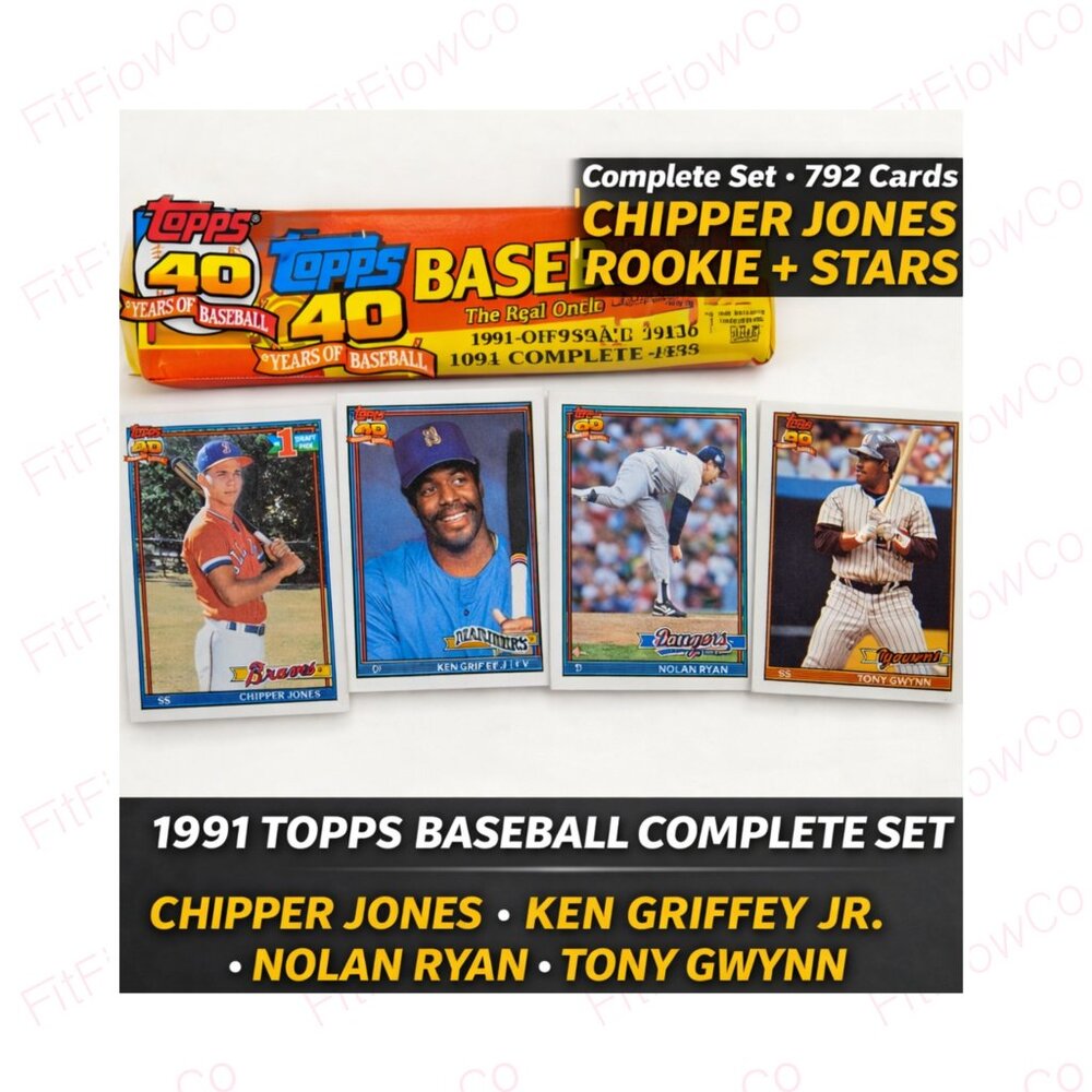 1991 Topps Baseball Complete Set 792 Cards Chipper Jones Rookie + Stars